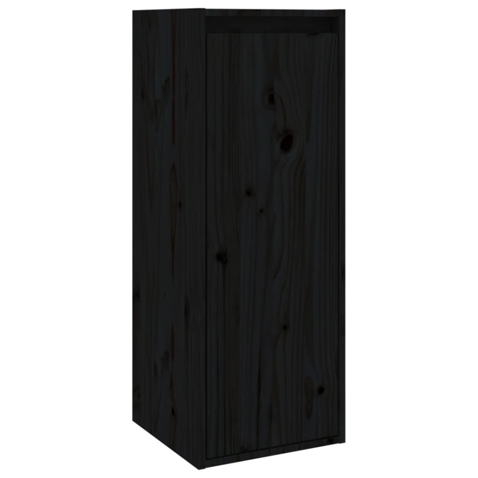 Armarios de pared 2 uds madera maciza de pino negro 30x30x80