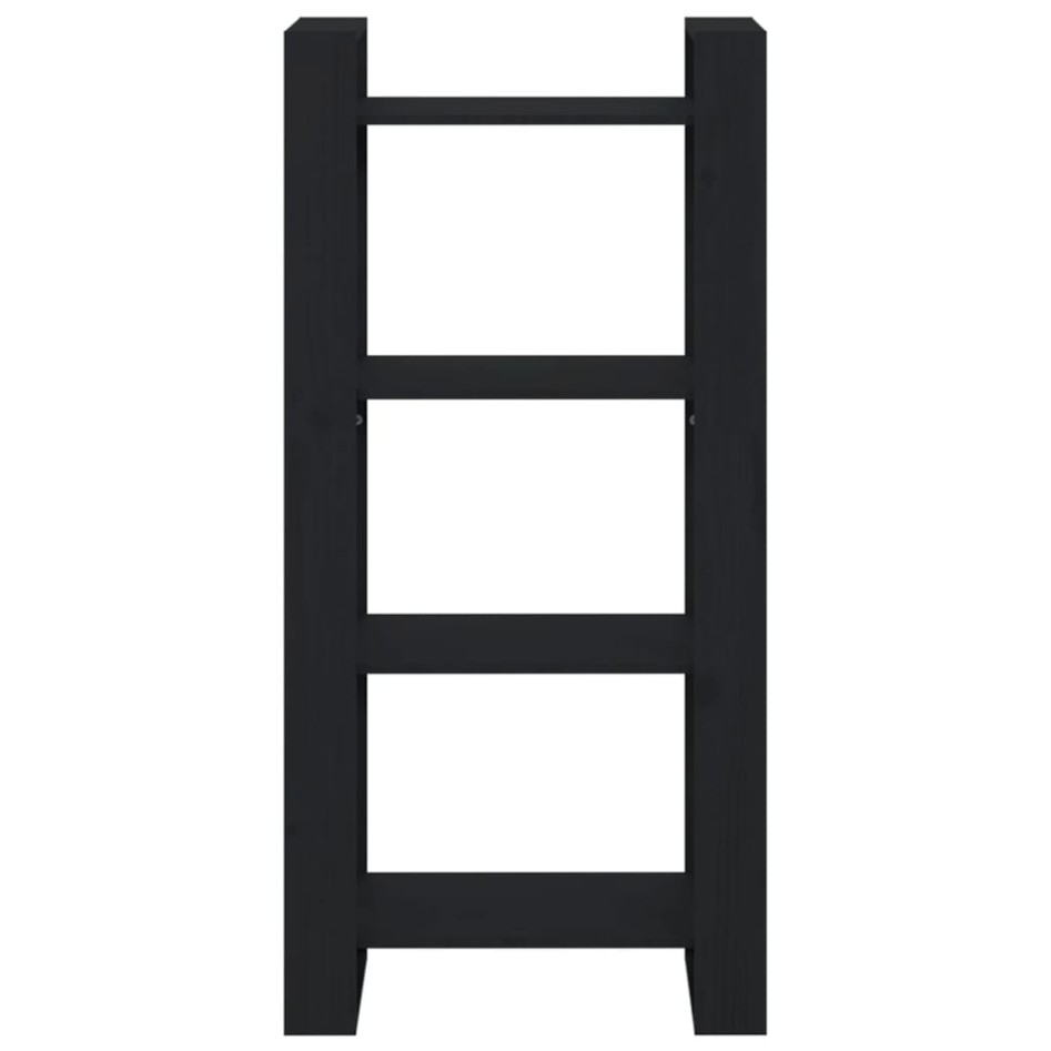 Estantería/divisor de espacios madera maciza negro 60x35x125
