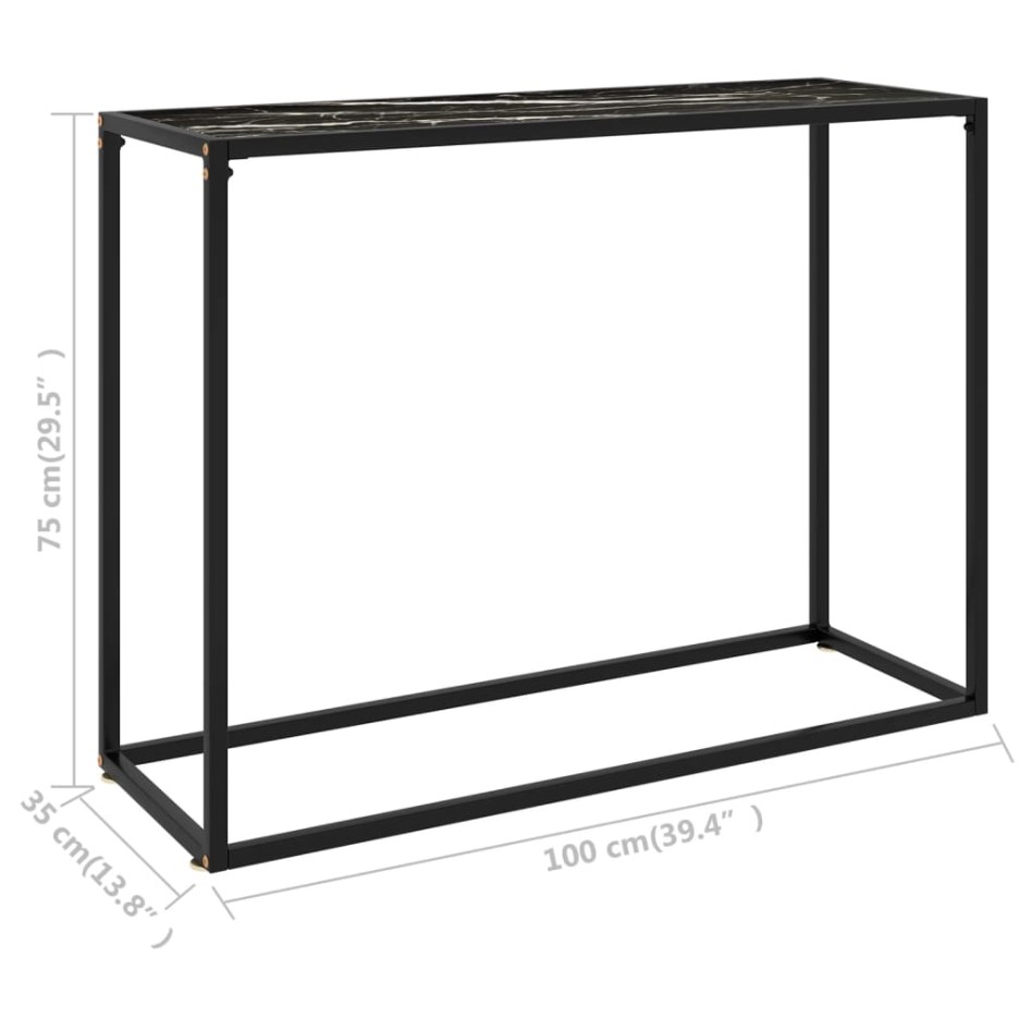 Mesa consola vidrio templado negro 100x35x75