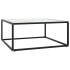 Mesa de centro negra con vidrio de mármol blanco 80x80x35