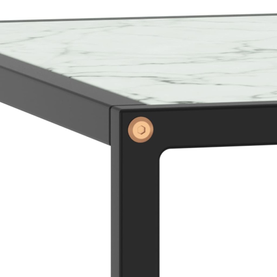 Mesa de centro negra con vidrio de mármol blanco 80x80x35