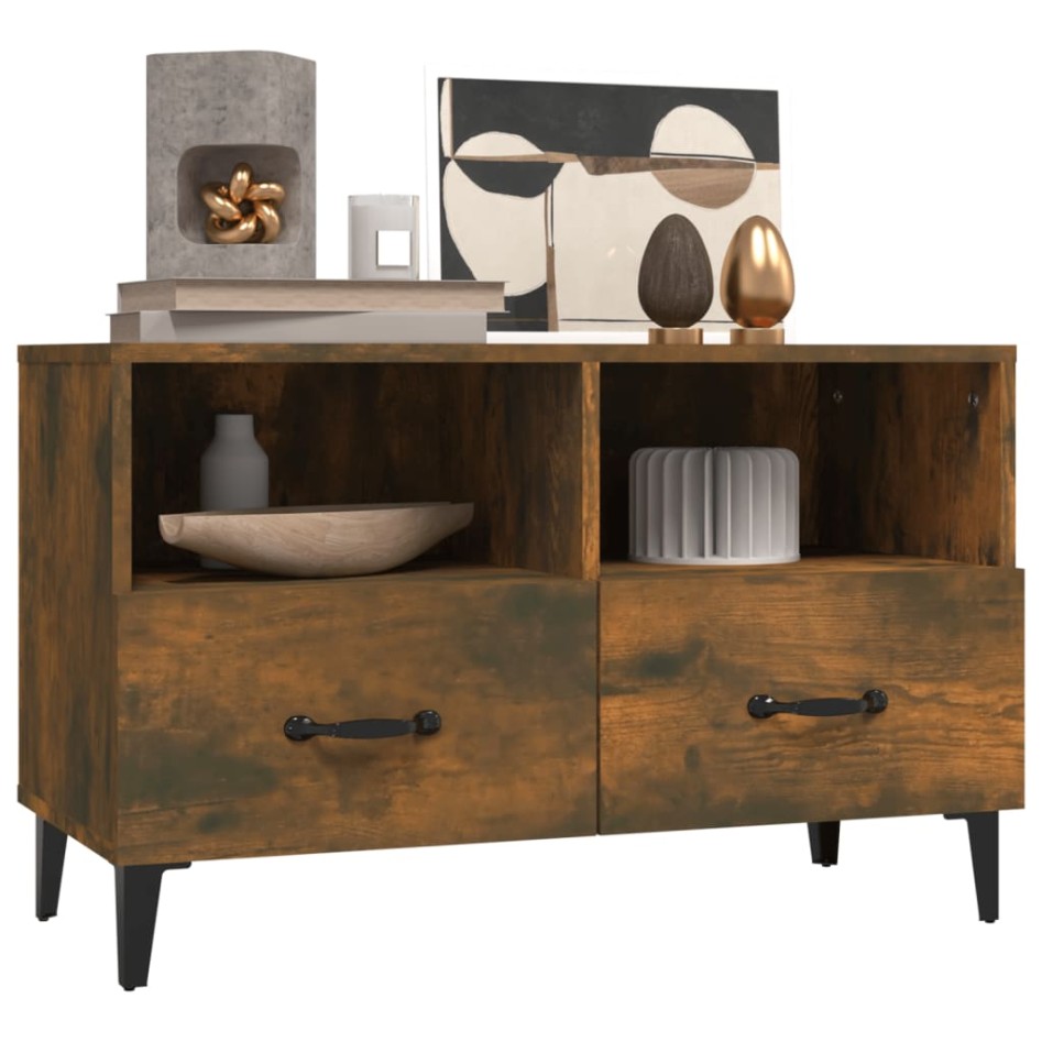 Mueble para TV madera contrachapada roble ahumado 80x36x50