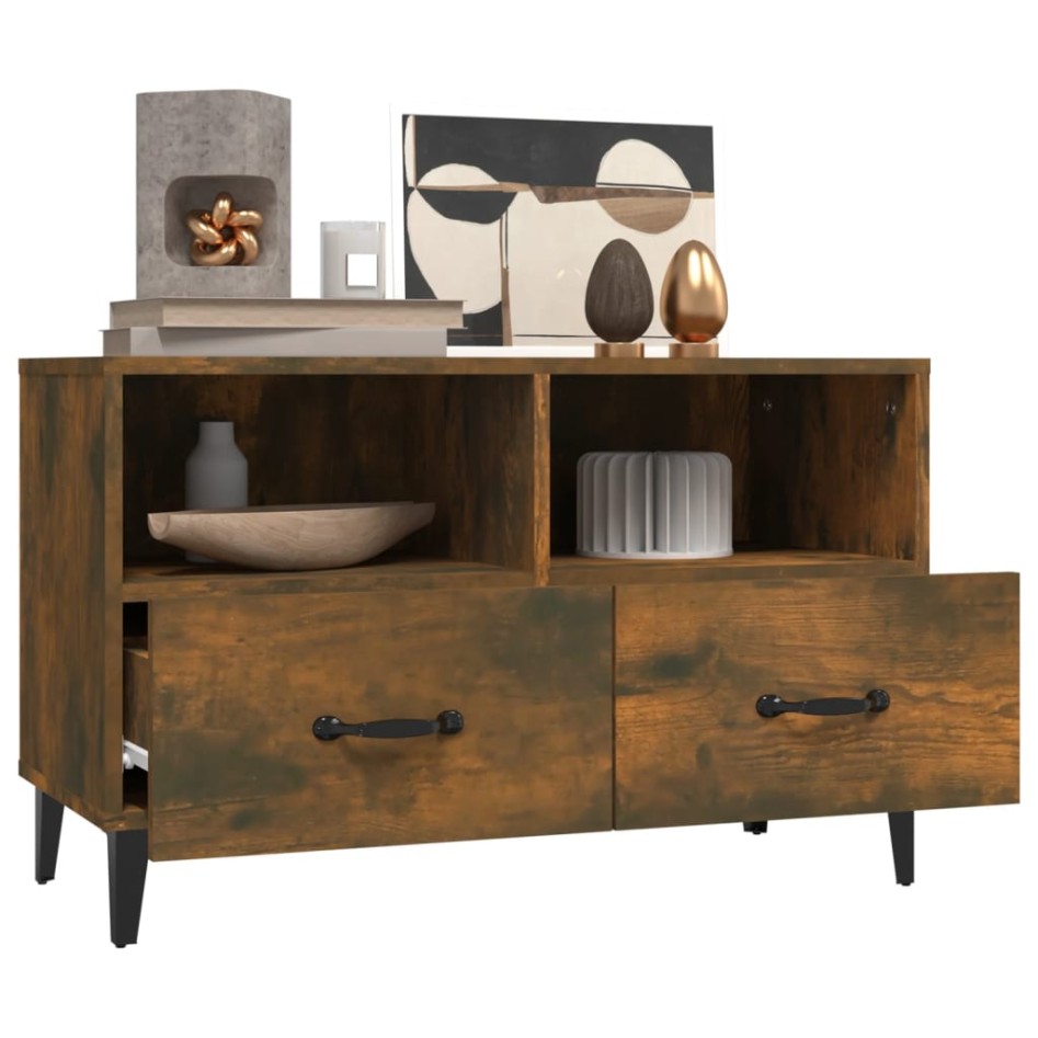 Mueble para TV madera contrachapada roble ahumado 80x36x50