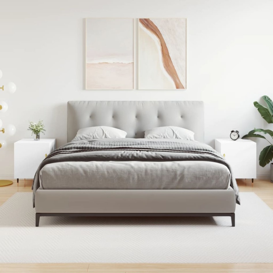 Mesitas de noche 2 uds madera de ingeniería blanco 40x40x50