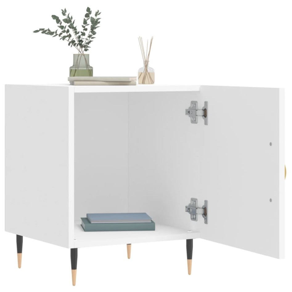 Mesitas de noche 2 uds madera de ingeniería blanco 40x40x50