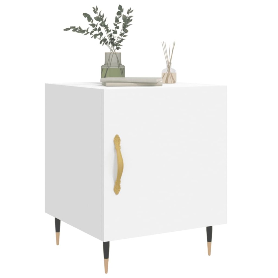 Mesitas de noche 2 uds madera de ingeniería blanco 40x40x50