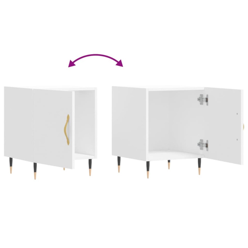 Mesitas de noche 2 uds madera de ingeniería blanco 40x40x50