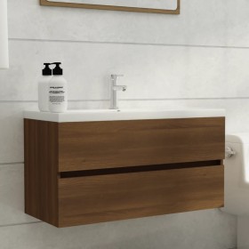 Mueble de lavabo madera de ingeniería roble marrón