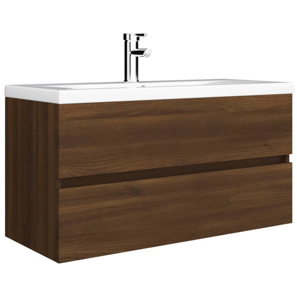 Mueble de lavabo madera de ingeniería roble marrón