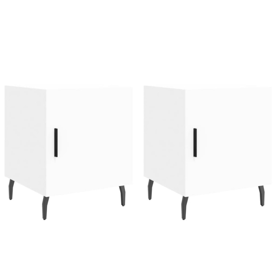 Mesitas de noche 2 uds madera de ingeniería blanco 40x40x50