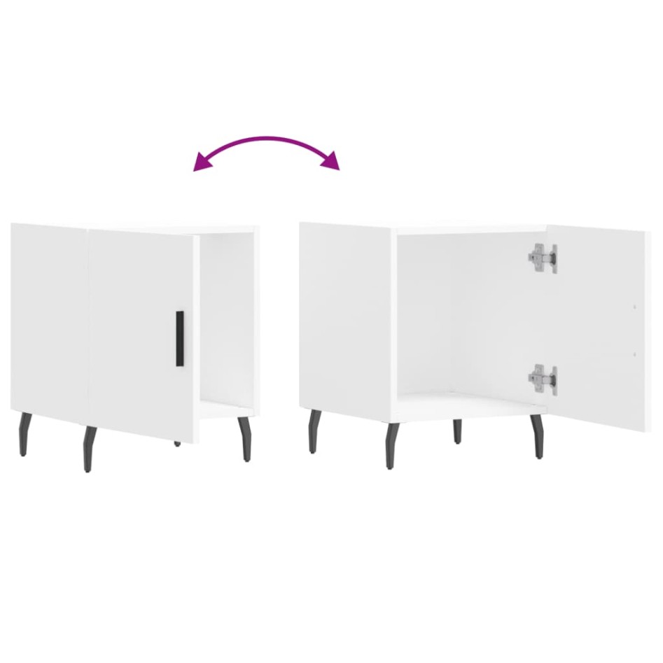 Mesitas de noche 2 uds madera de ingeniería blanco 40x40x50