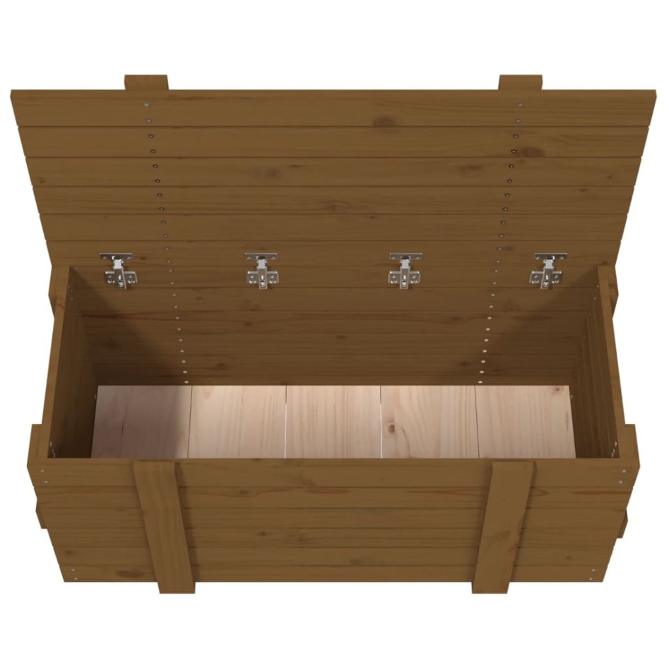 Caja almacenaje madera maciza pino marrón miel 91x40,5x42