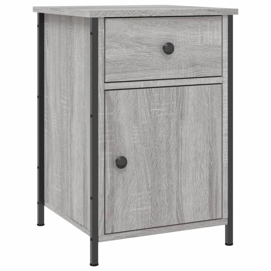 Mesitas de noche 2 uds madera contrachapada gris 40x42x60