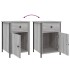Mesitas de noche 2 uds madera contrachapada gris 40x42x60