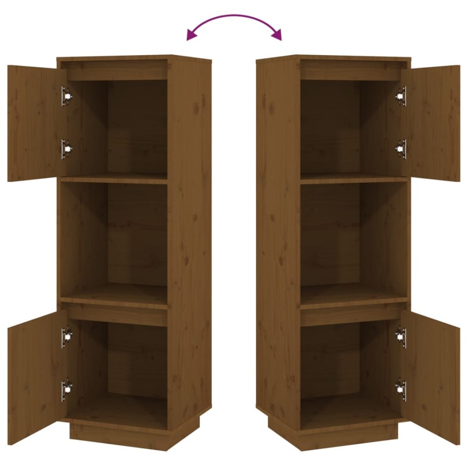Aparador alto de madera maciza de pino marrón miel 38x35x117