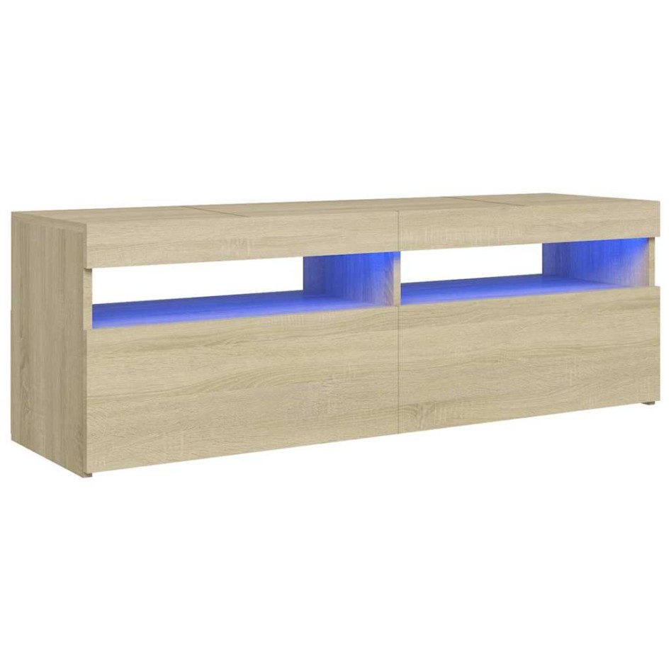 Mueble de TV con luces LED roble Sonoma 120x35x40