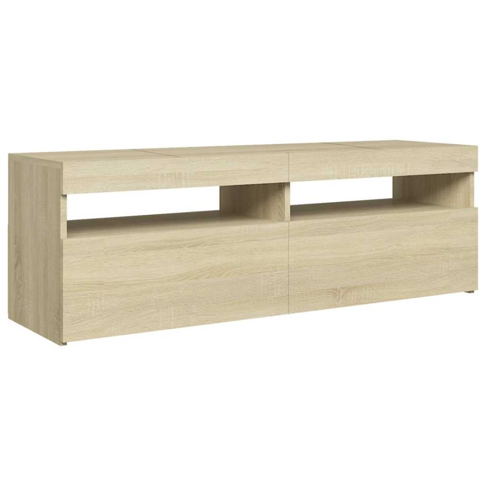 Mueble de TV con luces LED roble Sonoma 120x35x40