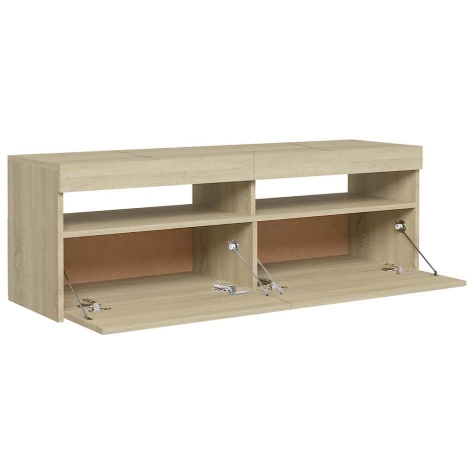 Mueble de TV con luces LED roble Sonoma 120x35x40