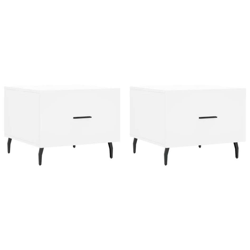 Mesas de centro 2 uds madera de ingeniería blanco 50x50x40