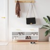 Banco zapatero madera de ingeniería blanco brillo 102x35x55 cm