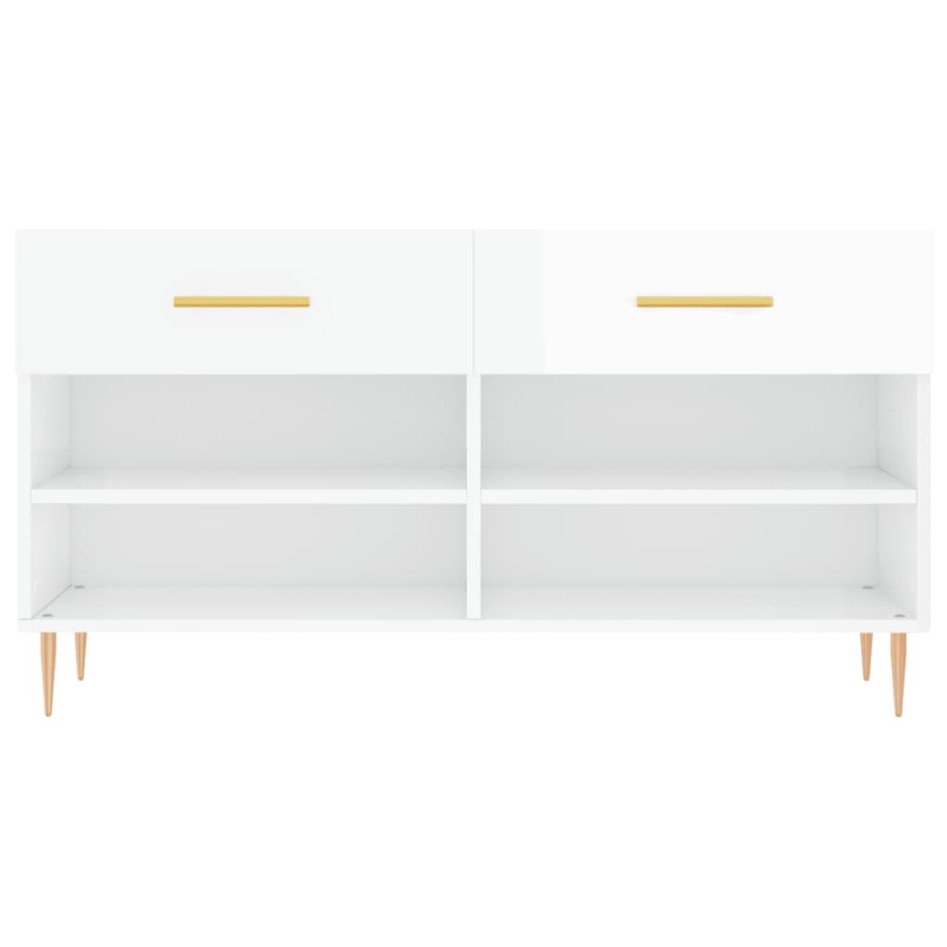 Banco zapatero madera de ingeniería blanco brillo 102x35x55