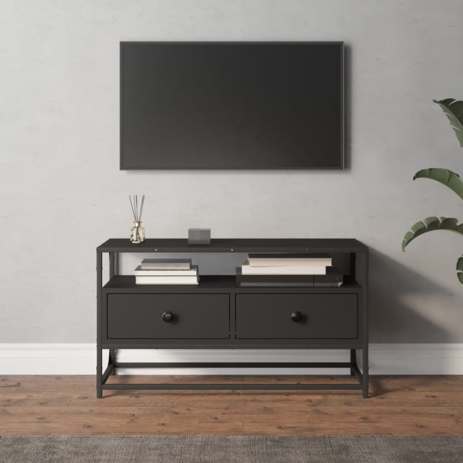 Mueble para TV madera contrachapada negro 80x35x45