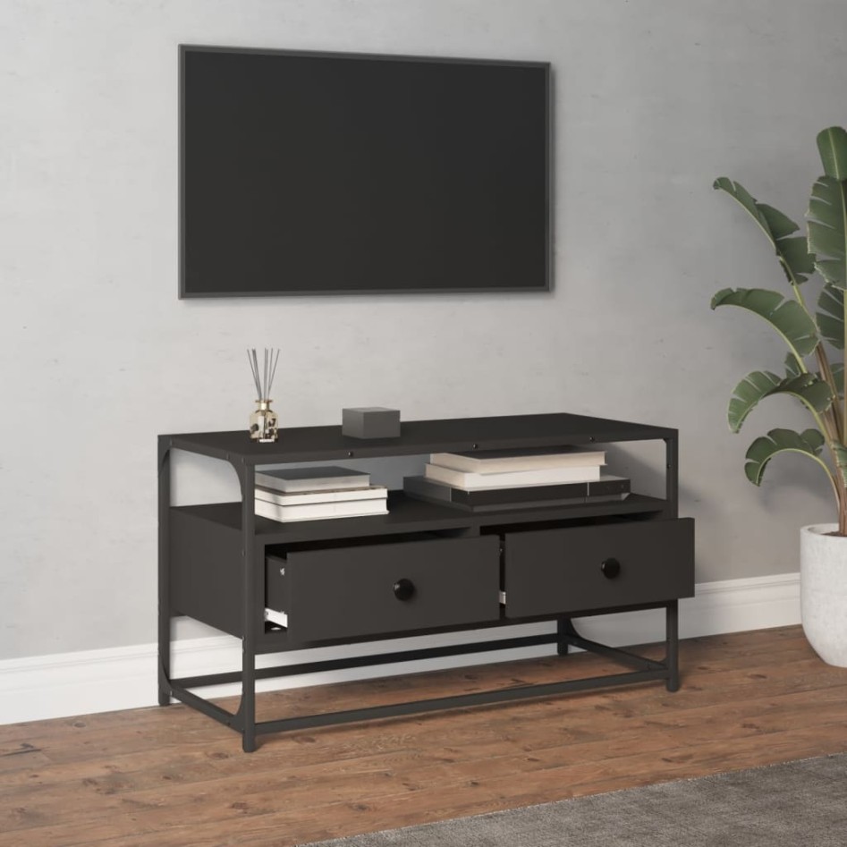 Mueble para TV madera contrachapada negro 80x35x45