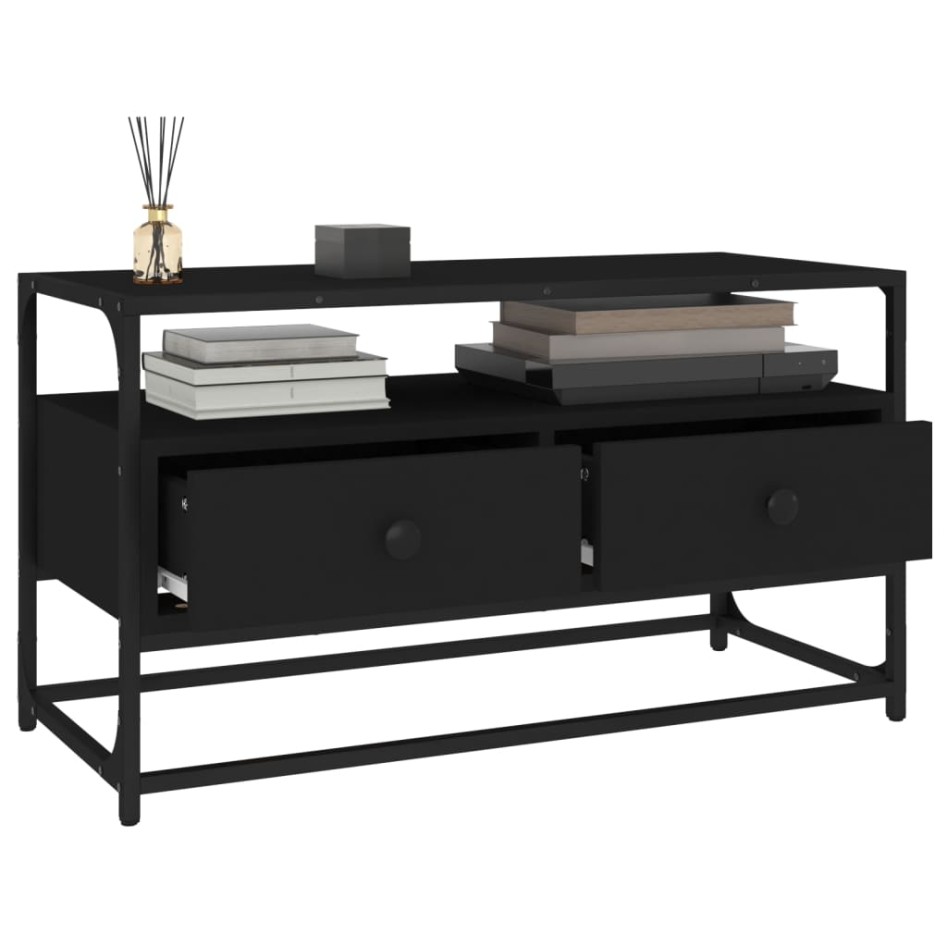 Mueble para TV madera contrachapada negro 80x35x45