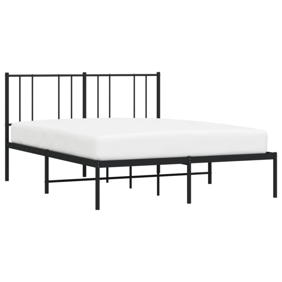Estructura cama sin colchón con cabecero metal negro 120x190