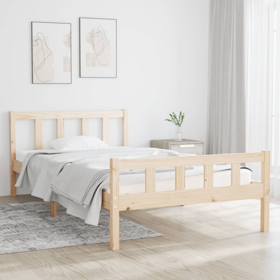 Estructura de cama sin colchón madera maciza 100x200