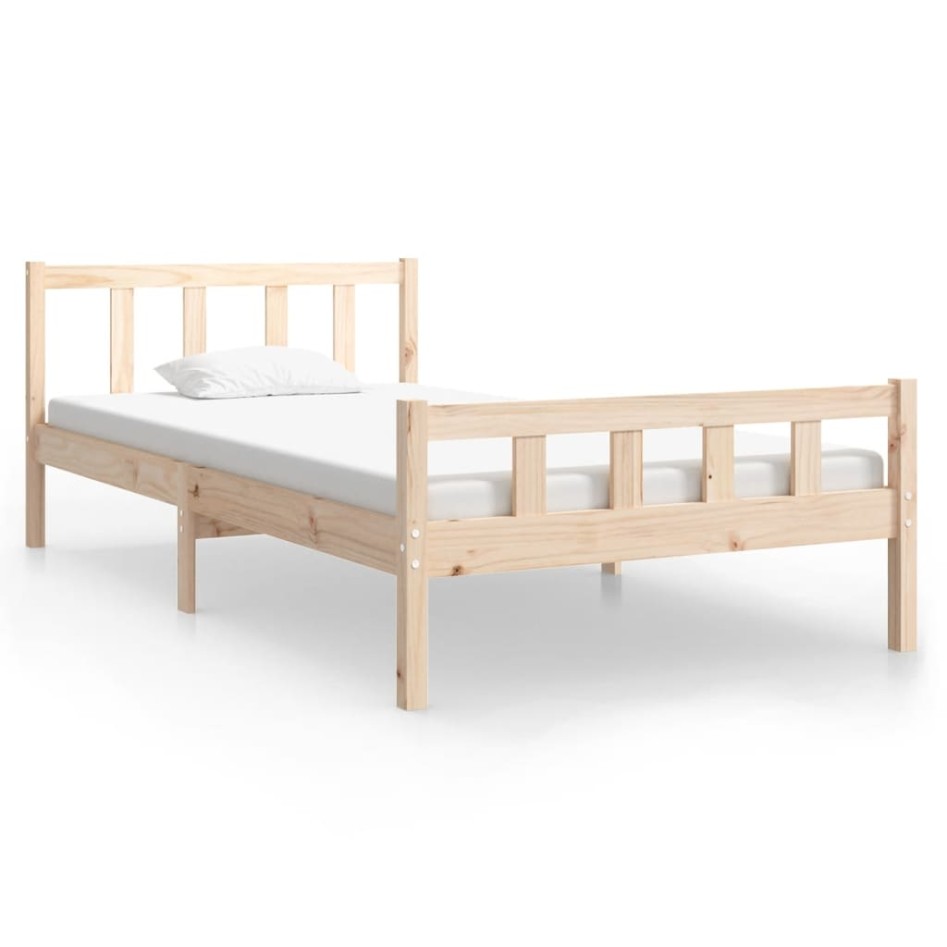 Estructura de cama sin colchón madera maciza 100x200