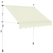 Toldo retráctil de operación manual 200 cm crema