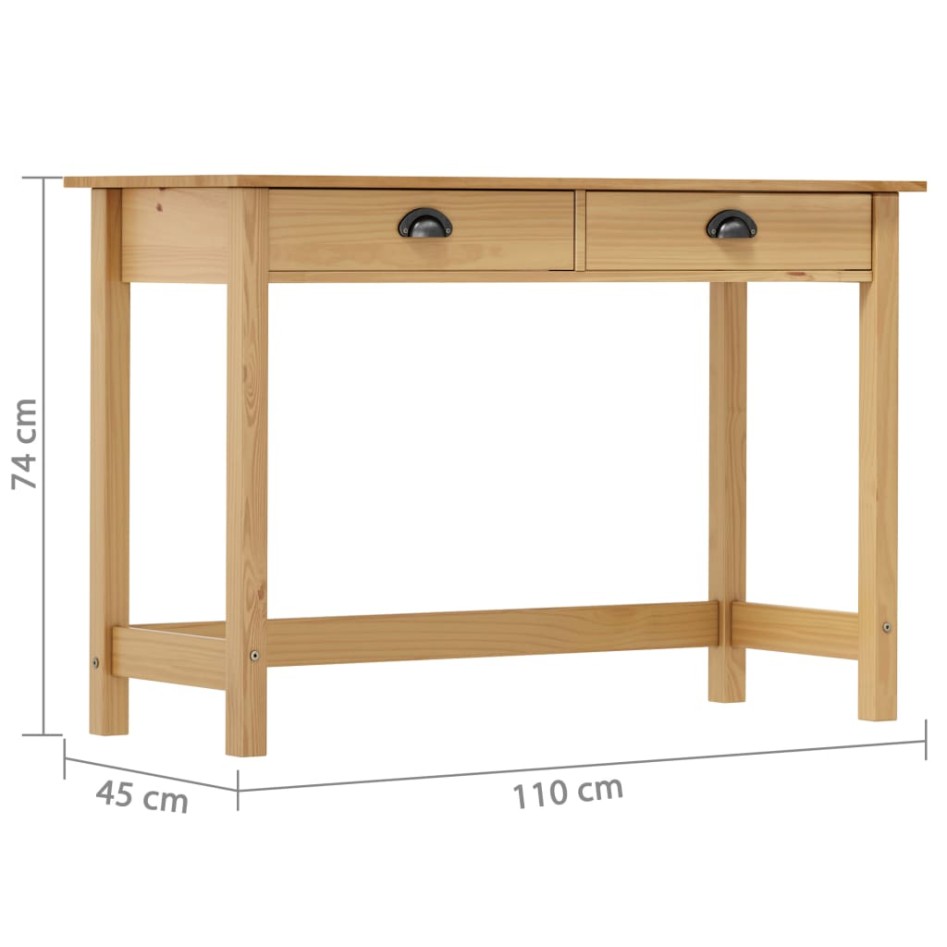 Mesa consola Hill con 2 cajones madera pino 110x45x74