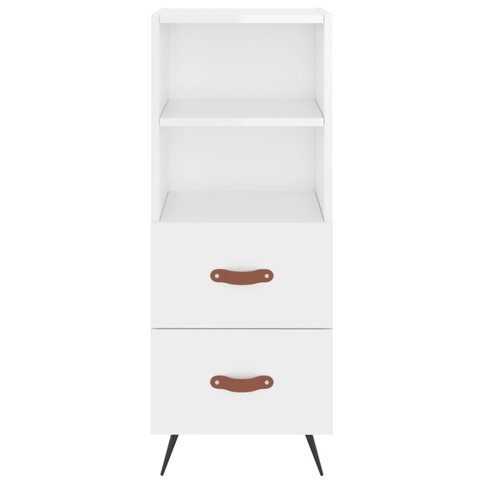 Aparador de madera contrachapada blanco brillante 34,5x34x90