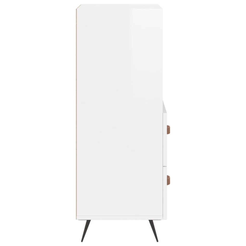 Aparador de madera contrachapada blanco brillante 34,5x34x90