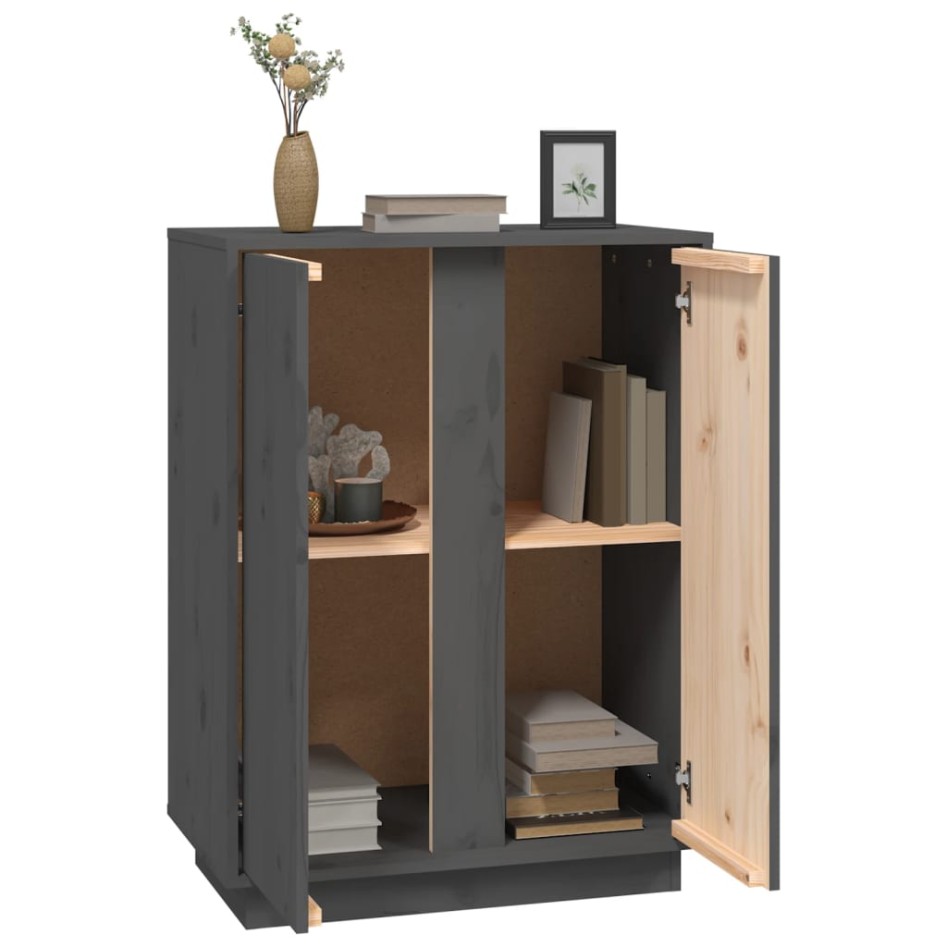 Aparador de madera maciza de pino gris 60x35x80