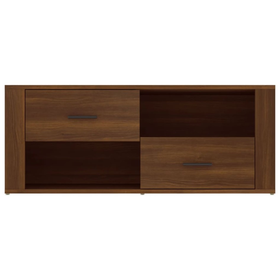 Mueble TV madera contrachapada color marrón roble 100x35x40