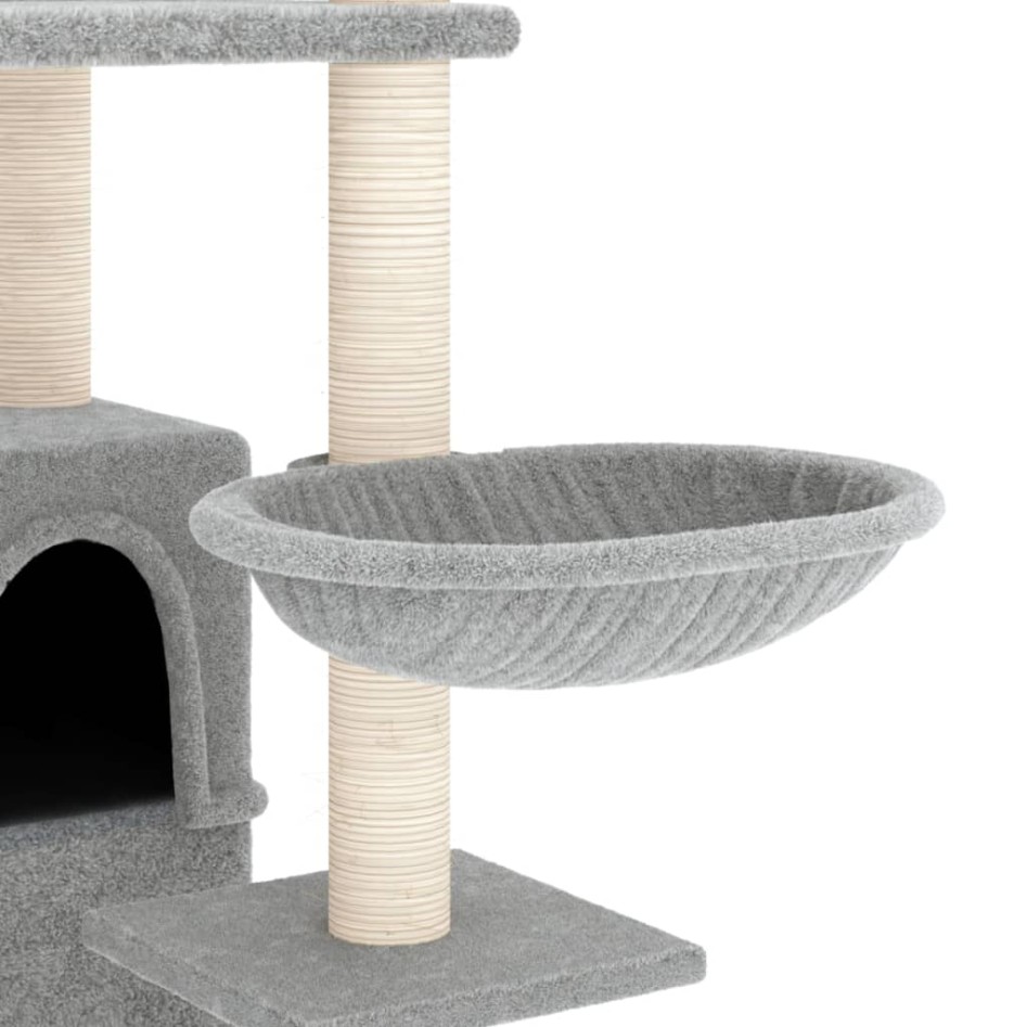 Rascador para gatos con postes de sisal gris claro 175