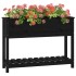 Jardinera con estante madera maciza pino negro 111,5x34,5x81