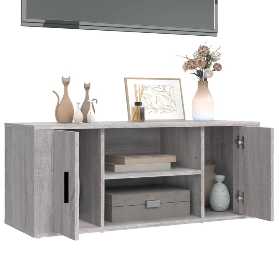 Mueble de TV madera contrachapada gris Sonoma 100x35x40
