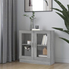 Vitrina de madera contrachapada gris sonoma 82,5x30,5x80