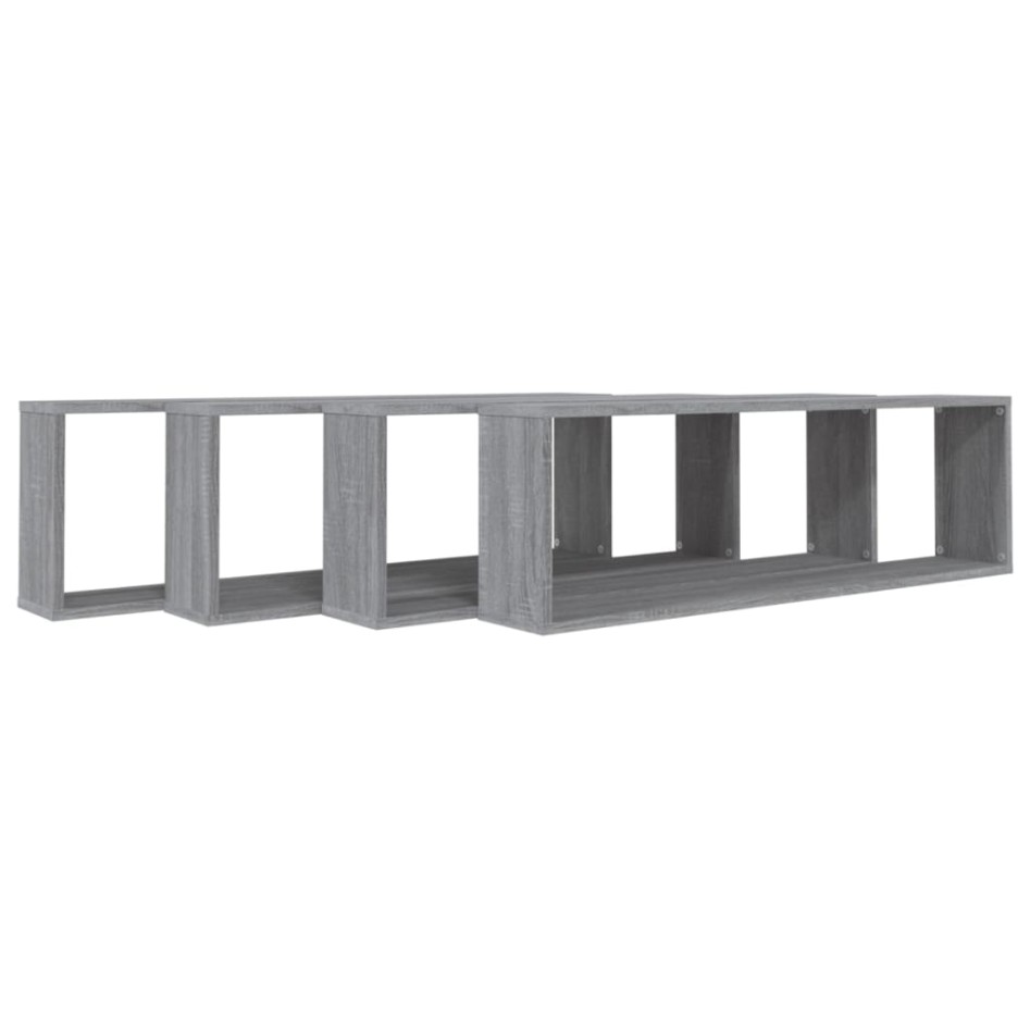 Estante cubo pared 4 uds contrachapada gris Sonoma 100x15x30