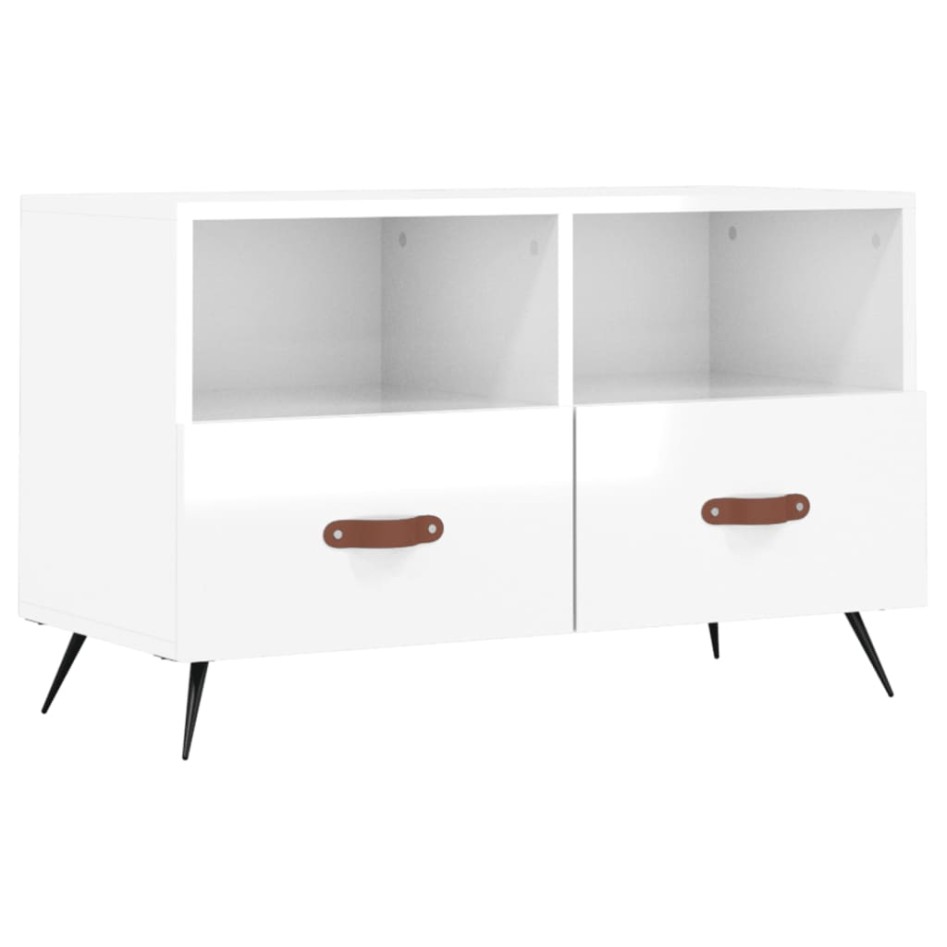 Mueble de TV madera contrachapada blanco brillo 80x36x50