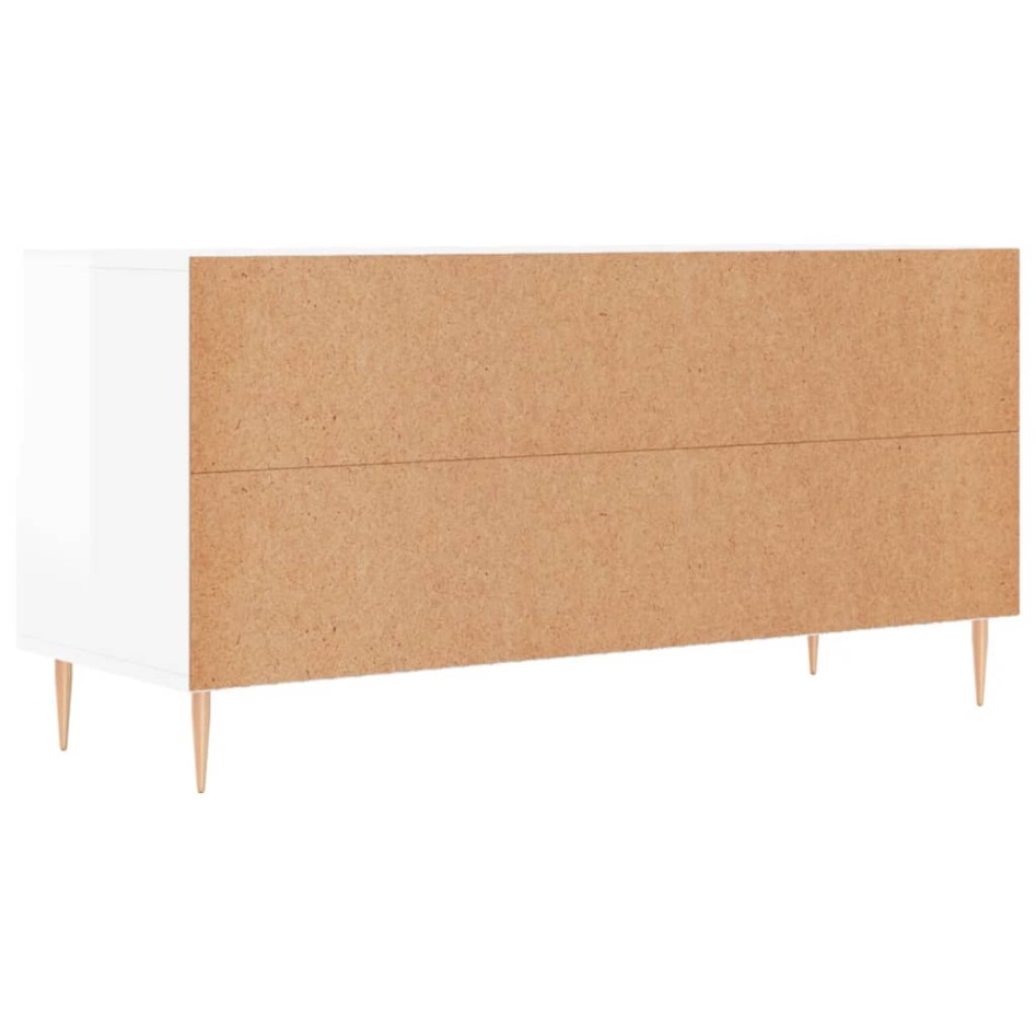 Mueble de TV madera contrachapada blanco brillo 102x36x50