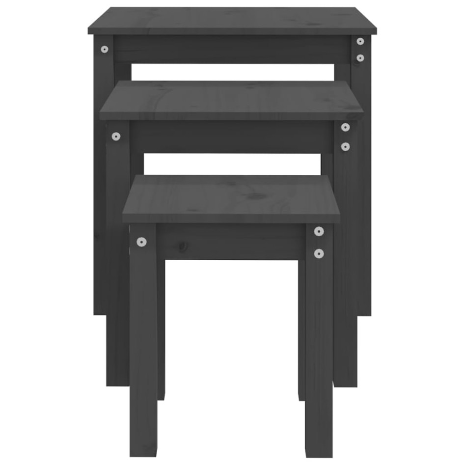 Mesas apilables 3 piezas madera maciza de pino