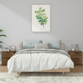 Mesitas de noche 2 uds madera contrachapada color roble