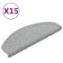 Alfombras de peldaños de escalera 15 uds gris claro 65x24x4