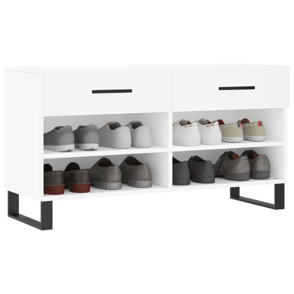 Banco zapatero madera de ingeniería blanco 102x35x55