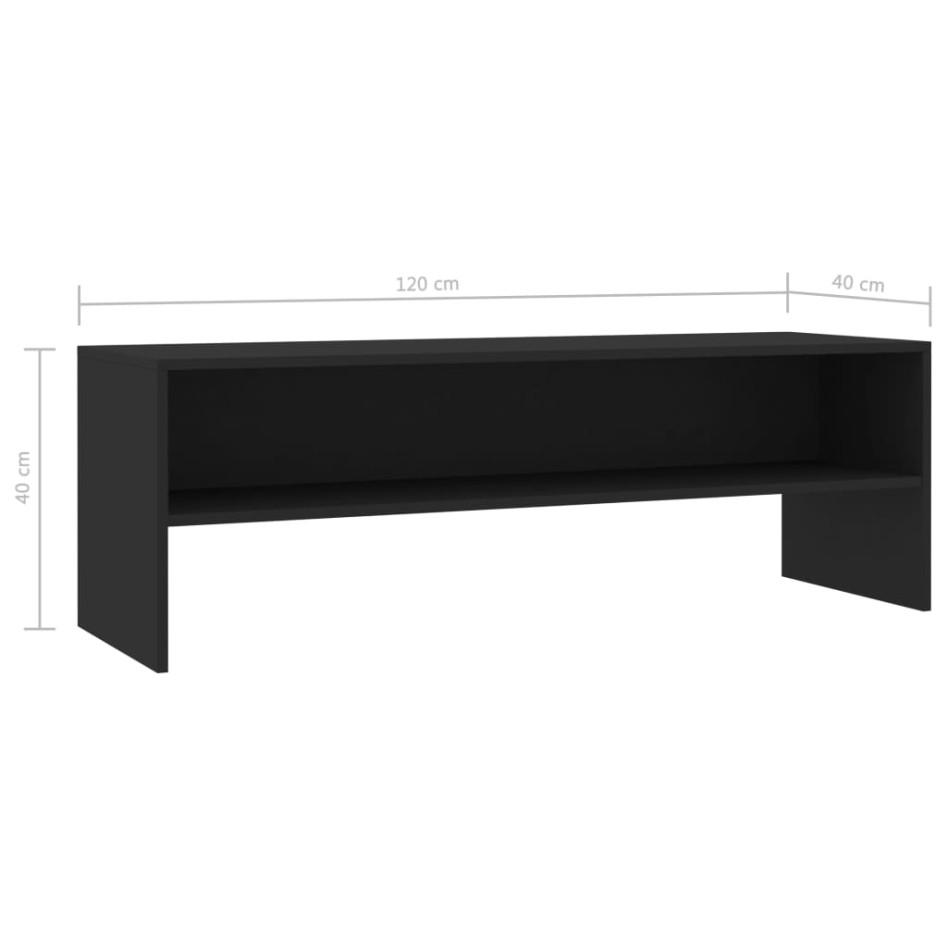 Mueble para TV madera contrachapada negro 120x40x40