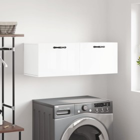 Armario de pared madera ingeniería blanco brillo 100x36,5x35